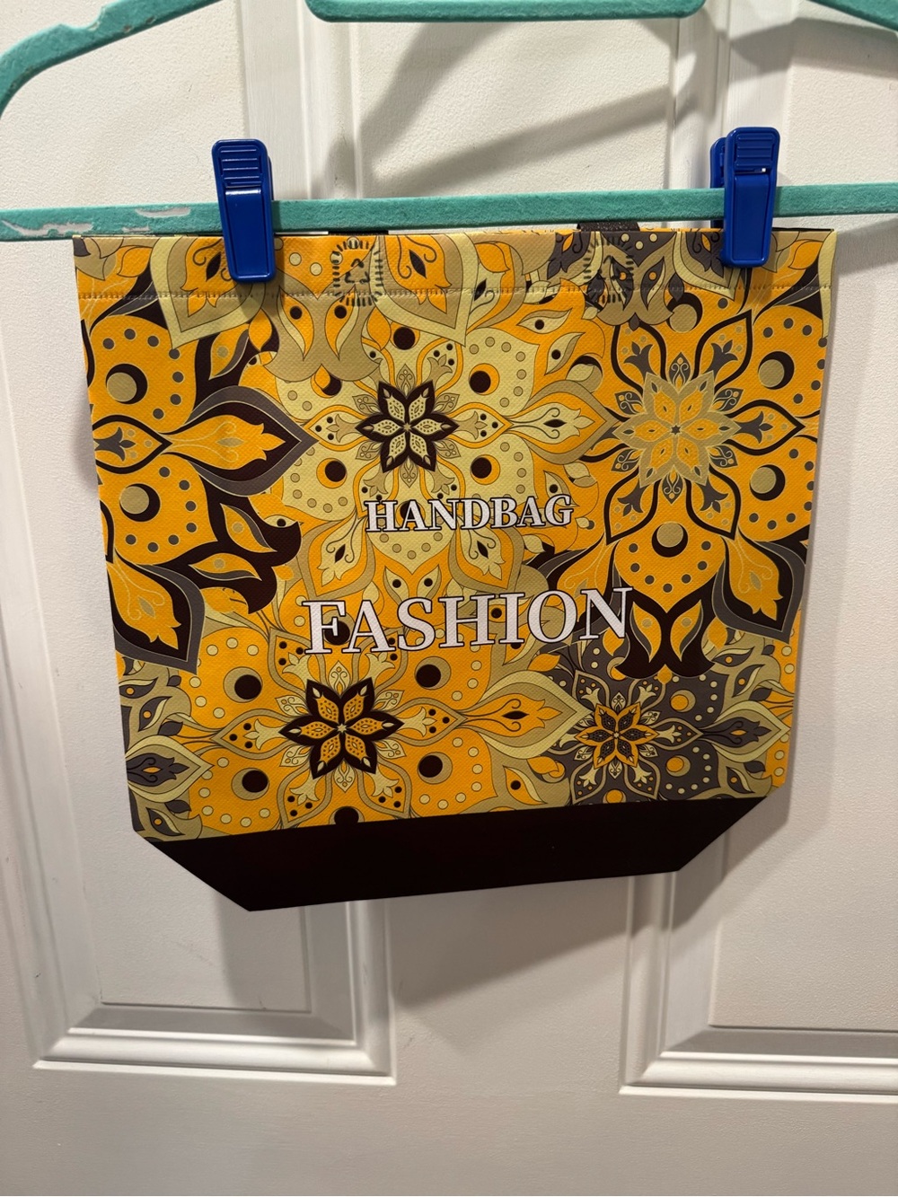 New Reusable yellow mandala design tote gift bag